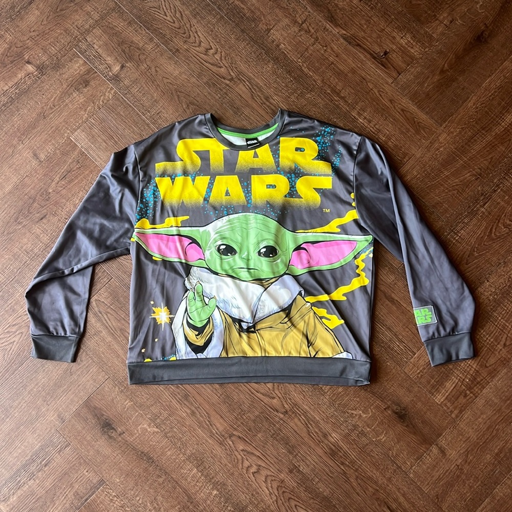 Star Wars Crewneck Sweater Gray/Yellow/Green Sz XL